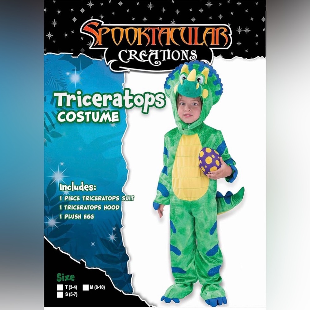 Triceratops Kids Costume with Plush Egg